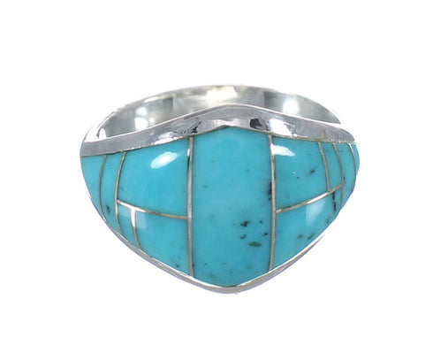 Silver Turquoise Southwestern Ring Size 6-3/4 AX90590